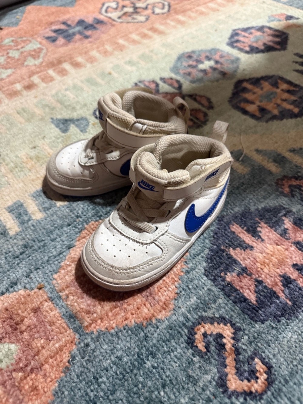Nike Kids White & Royal Blue High-Top Sneakers